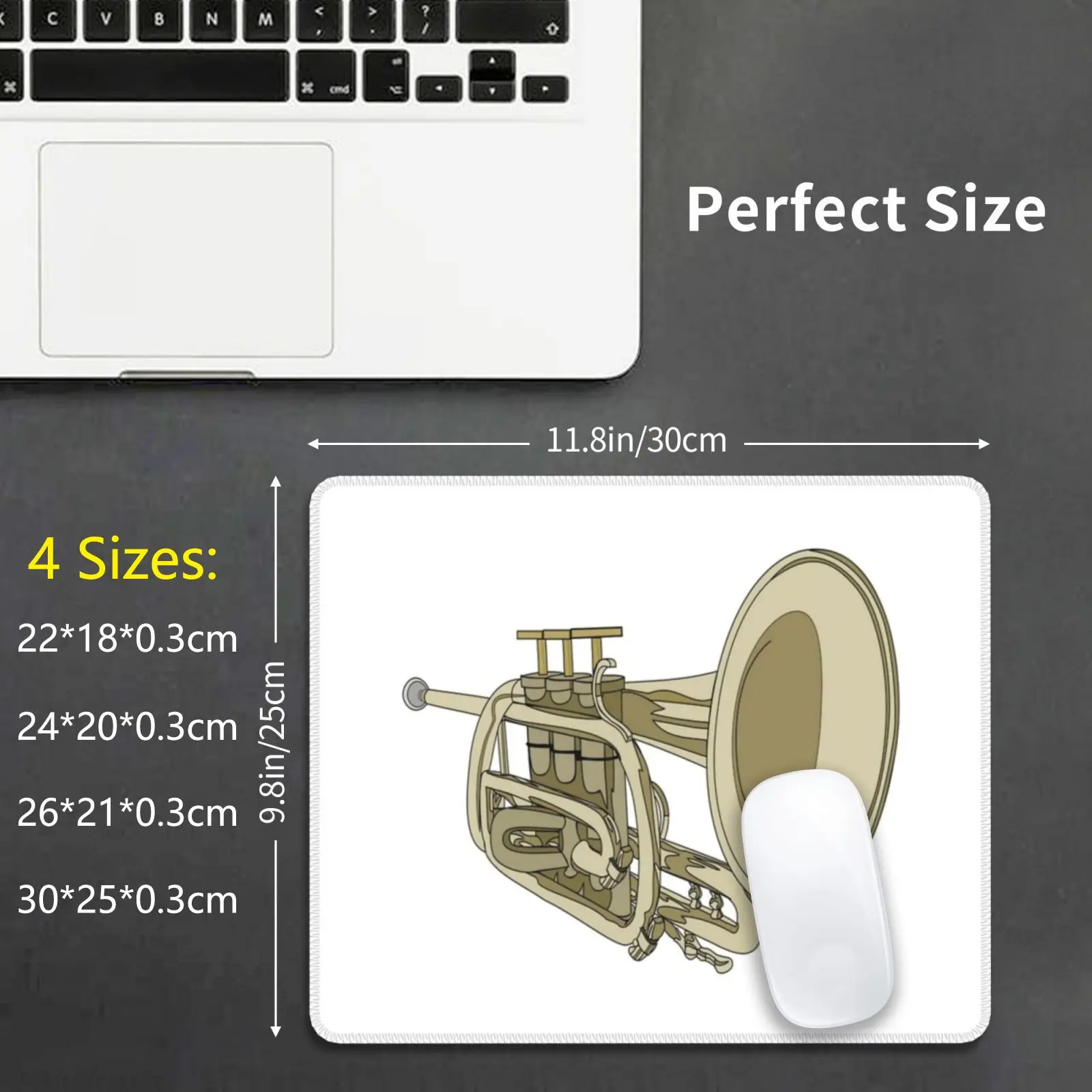 Musical Instrument Trumpet Mouse Pad DIY Print Cushion Trumpet Horn Musical Instrument Brass Cornet Trumpeter