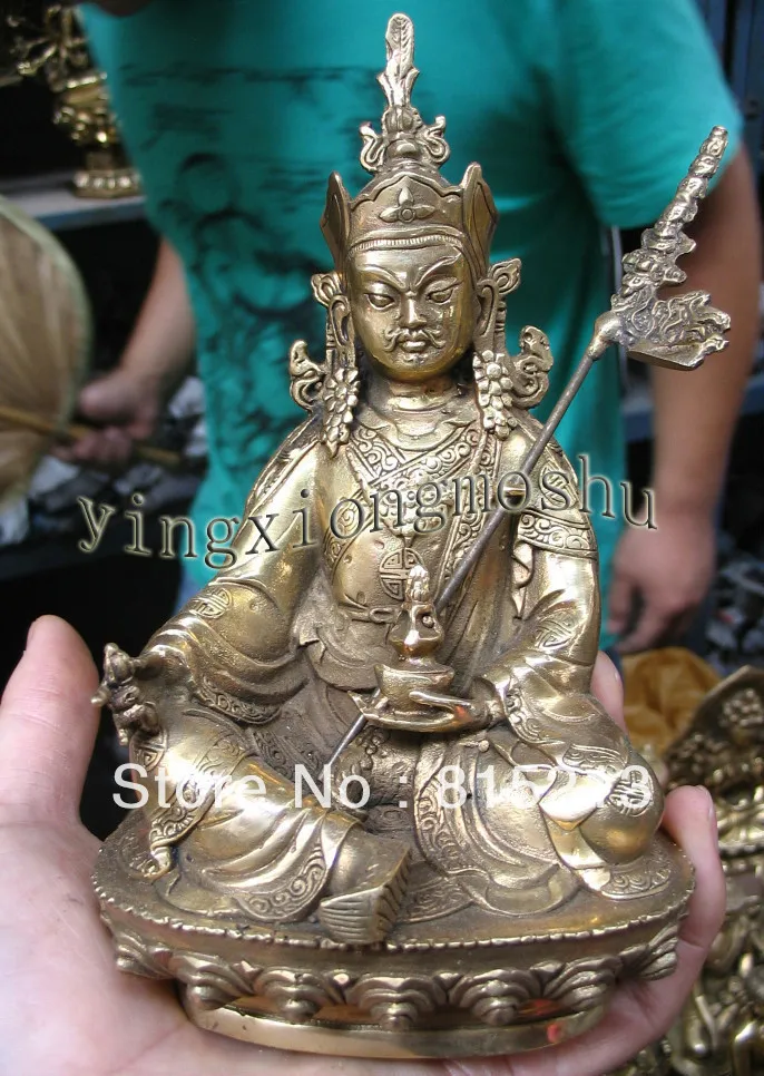 

beautiful Padmasambhava Tibetan Buddhism Buddha bronze Oblation Pray statue 15cm