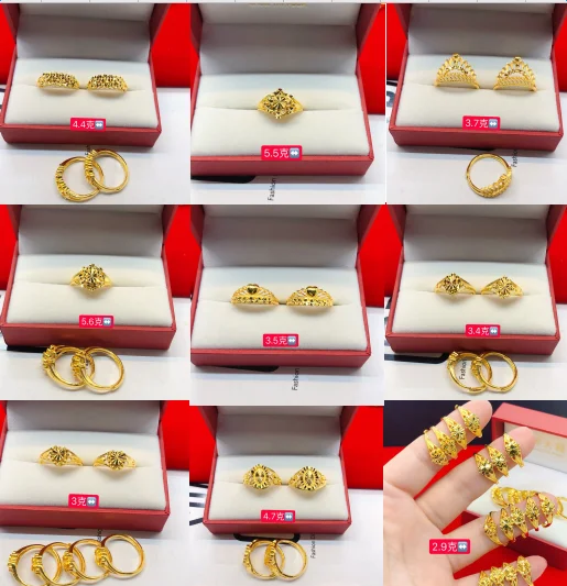 HX 24K Pure Gold Ring Real AU 999 Solid Gold Rings Elegant Shiny Heart Beautiful Upscale Trendy Jewelry Hot Sell New 2023