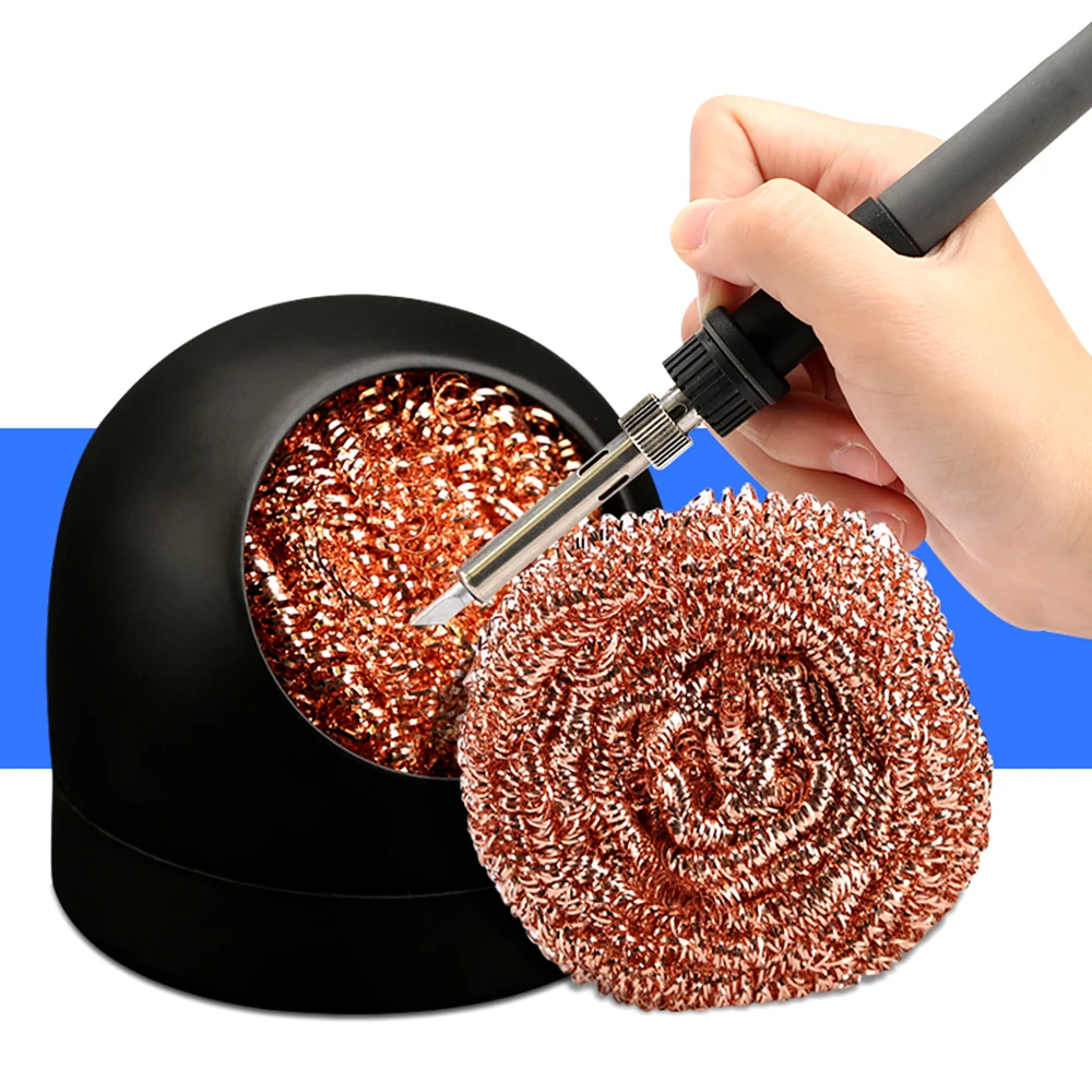 Metal Wire Welding Desoldering Soldering Solder Iron Tip Dross Cleaner Cleaning Tin Remove Steel Ball Mesh Filter With Stand Set