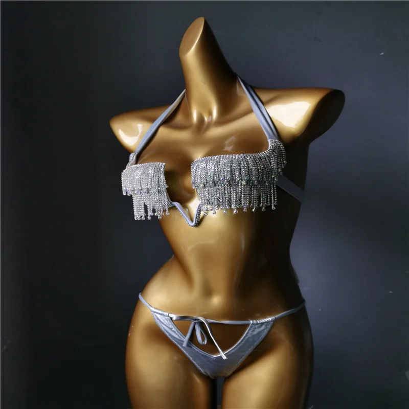 Imagem -04 - Venus Férias Novas Borlas Conjunto de Biquíni Diamante Pedras Bling Banho Sexy Feminino Strass Maiô Mais Recente Beachwear 2023