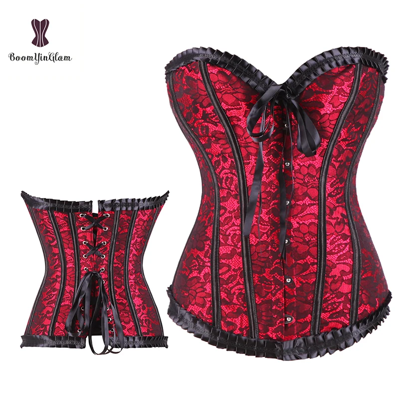 Corsets et Bustier à lacets style victorien, grande taille, rouge, violet, taille haute, corset et Bustier Sexy