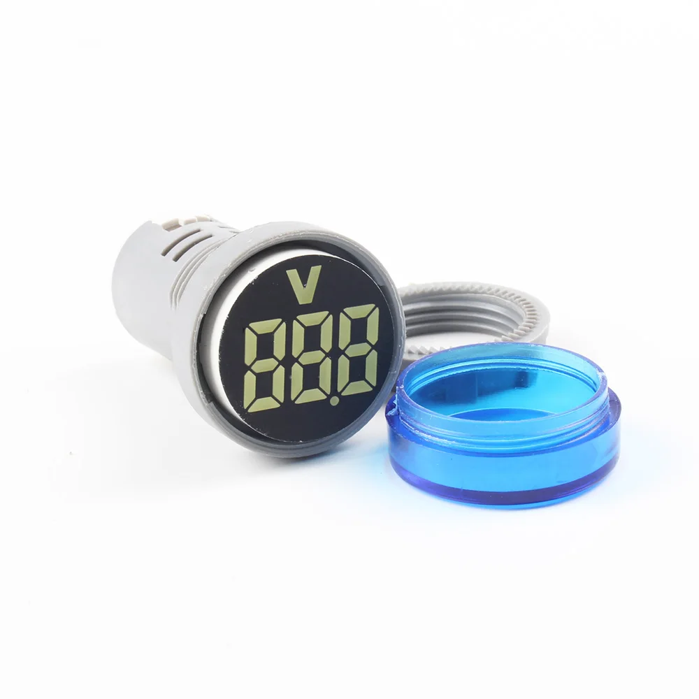 22mm LED Voltage Measuring Instrument Mini Voltage Meter Colorful AC 20V -500V Indicator Voltmeter Yellow Green Blue White