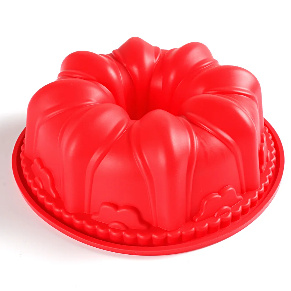 Large Silicone Spiral Qifeng Cake Mold 9 Inch Hollow Thickened Pumpkin Flower-shaped Baking Tray Crown Baking Accessories