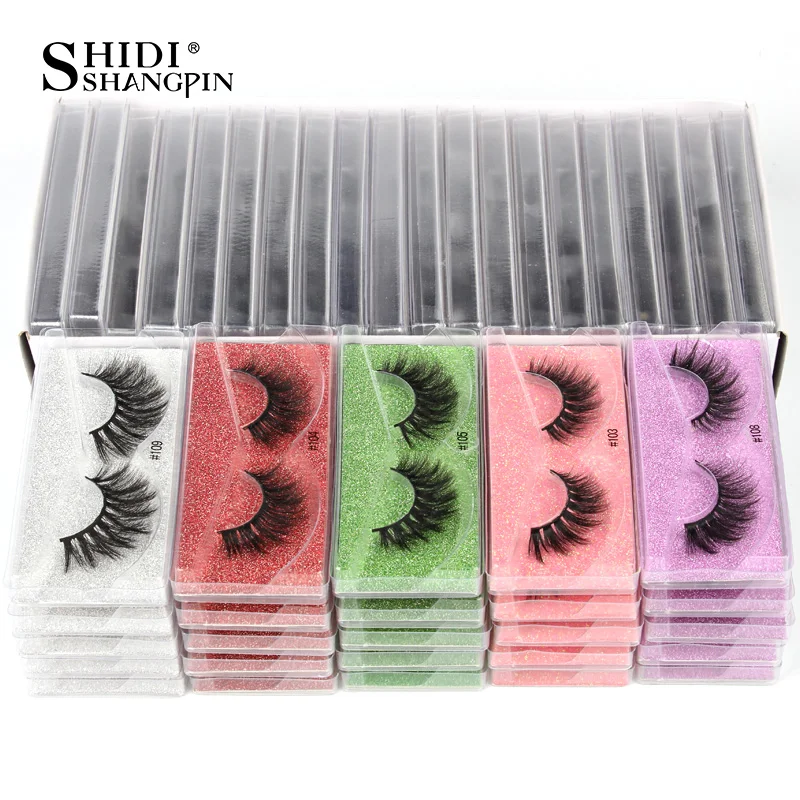 SHIDISHANGPIN Flauschigen Nerz Wimpern Falsche 10/100/200PCS Großhandel Artikel Wimpern Groß Weichen Gefälschte Auge wimpern Paket natürliche Wimpern