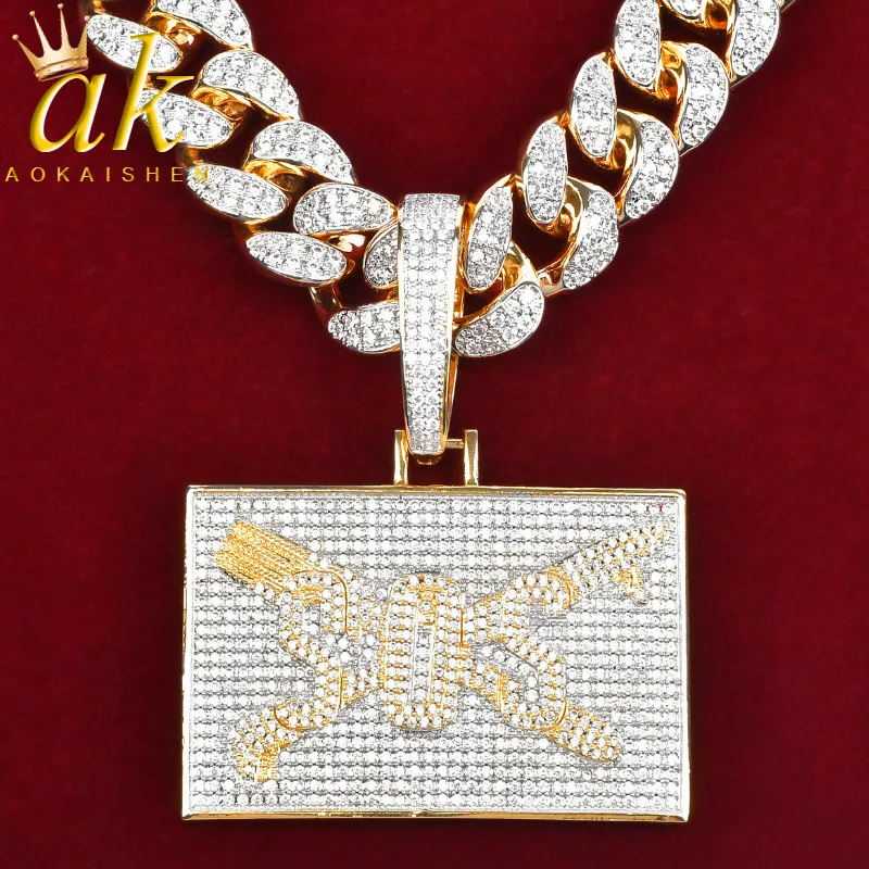 Pendant Necklace Gold Plated Cubic Zircon Men's Hip Hop Rock Jewelry