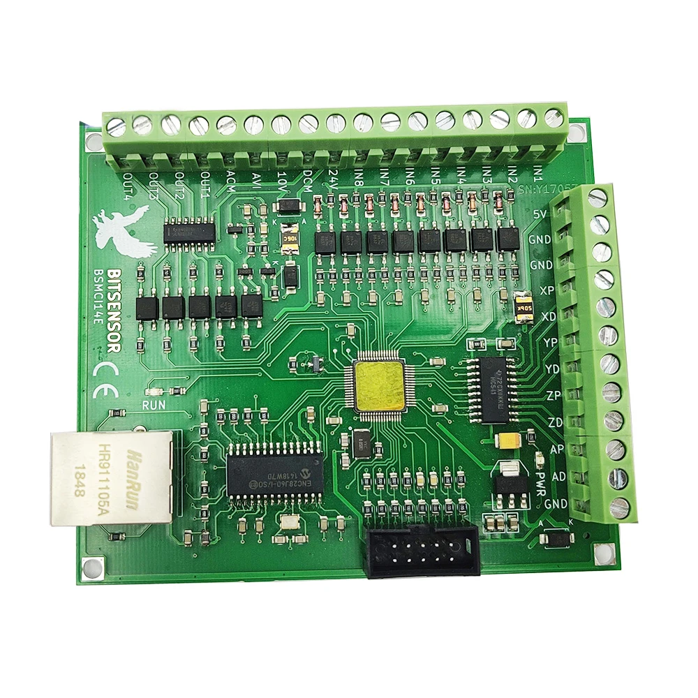 Ethernet 4 axis 5 axis mach3 cnc motion control card bsmci14e 5v dc 5w power input and output terminal power supply 12v ~ 36v