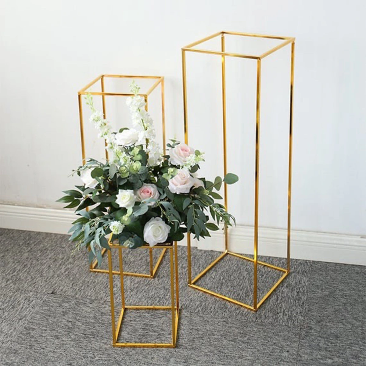 

15pcs)Hot sale Wedding props Event Rectangle Frame Centerpieces Flower Stand Gold plinths creative decoration AB415