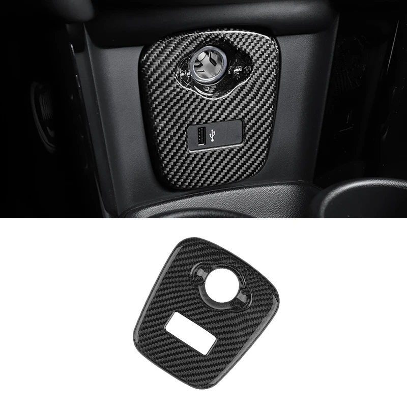 Carbon Fiber Car Sticker Cigarette Lighter Panel Decorative Cover Frame For MINI COOPER F55 F56 F57 Interior Styling Accessories