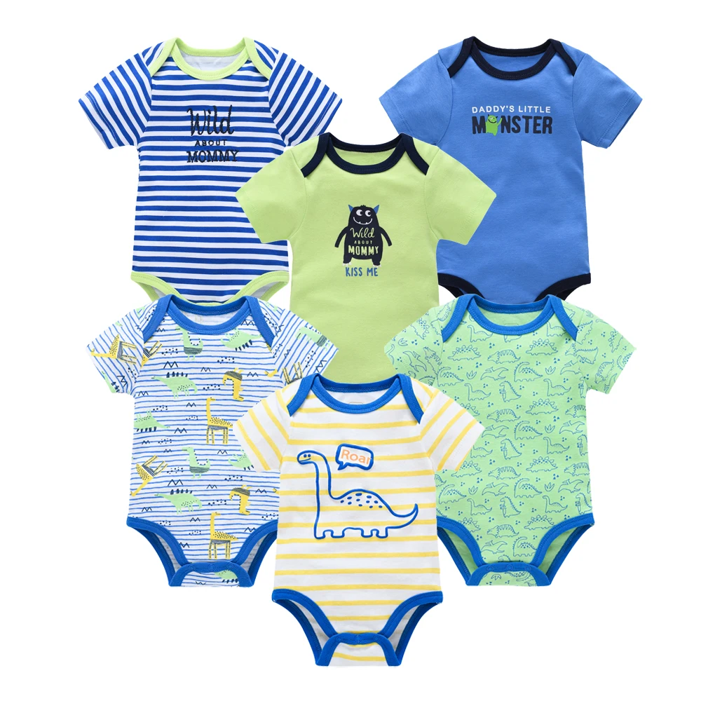 

Unisex 3 6 pcs/set Baby Bodysuit Summer Short Sleeve 100% Cotton Newborn ropa para bebes de 0 12 meses Clothes Toddler Clothing