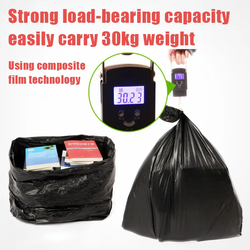 New 50pcs Trash Bags Black Heavy Duty Liners Strong Thick Rubbish Bags Bin Liners Disposable Garbage Bag Large Capacity Durable