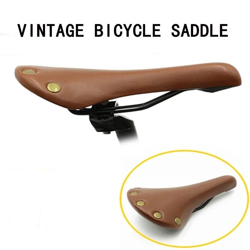 Copper Ingot Retro Saddle Brown Artificial Leather Vintage Bicycle Saddle Brown Saddle