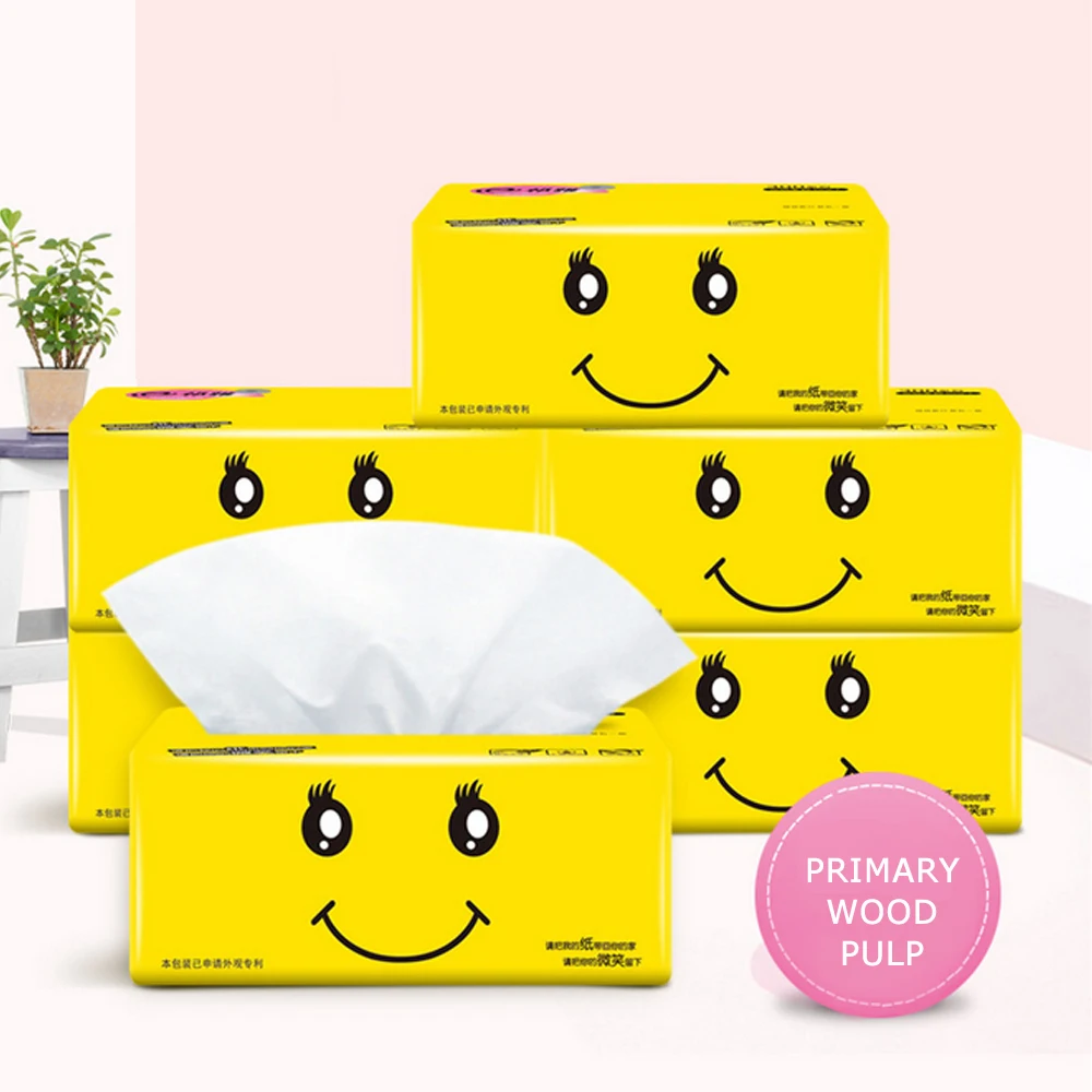 6pcs Home Pure Wood Pulp Paper Towel Toilet Paper Paper Extraction Quick Dissolve 4-layer Each Piece Facial Tissue Paper Napkins