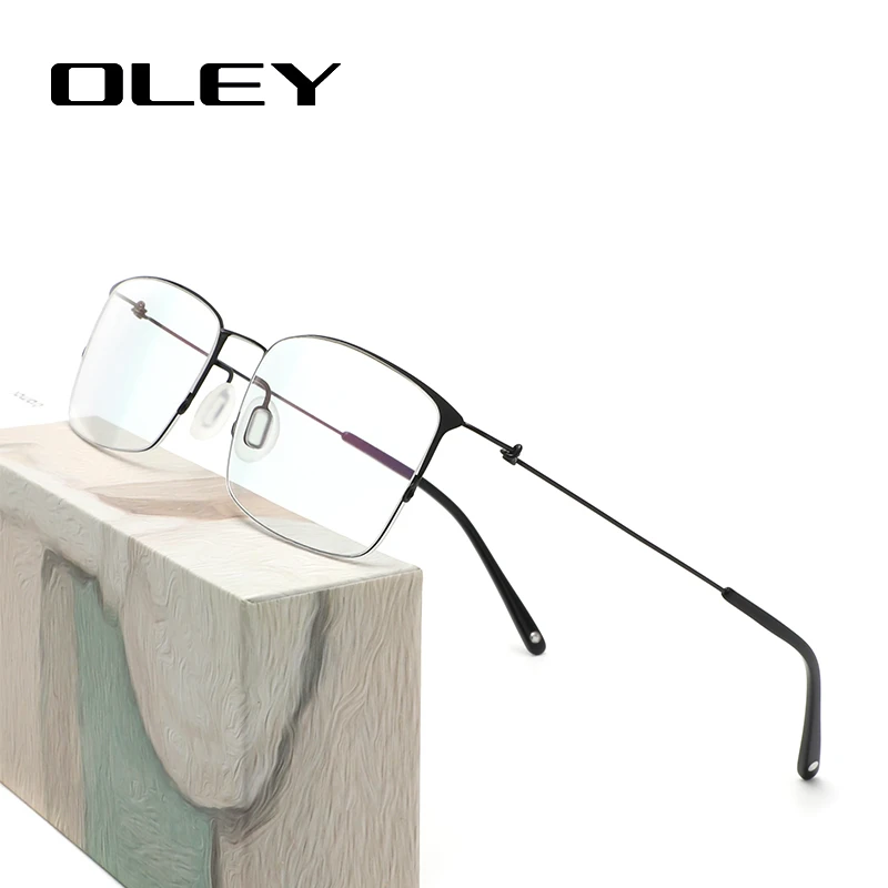 OLEY Titanium Without screws Eyewear Prescription Eyeglasses Frame Men/Women Square Myopia Hyperopia Optical glasses Y8201