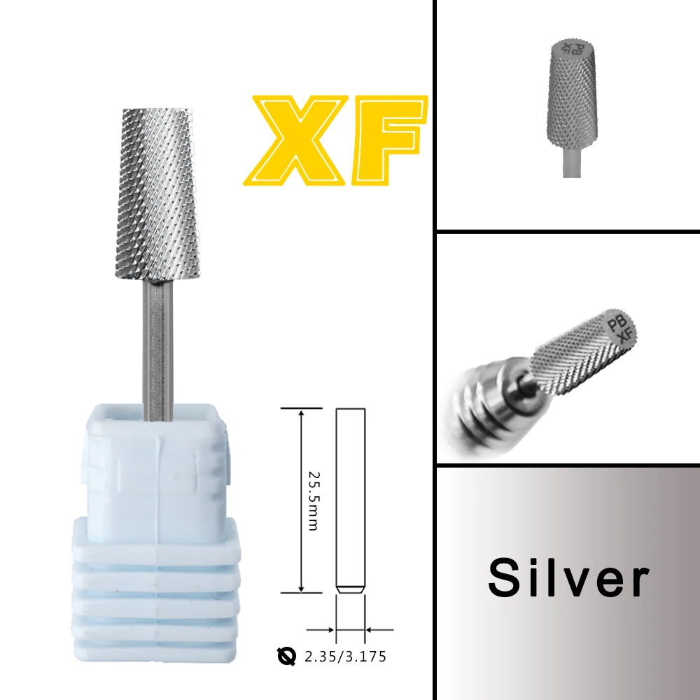 RolinStar 6,6 großer trapezförmiger konischer Schaft, Gold, Silber, Stahl, Hartmetall-Fräser, Nagelbohrer, Maniküre, Pediküre