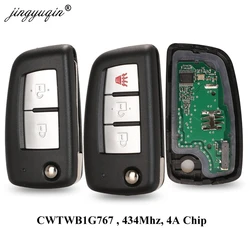 Jingyuqin 2/3 Bottoni 433MHz 4A PCF7952E di Vibrazione Chiave A Distanza Per Nissan Qashqai J11 Pulsar C13 Juke F15 X-trail T32 Micra CWTWB1G767