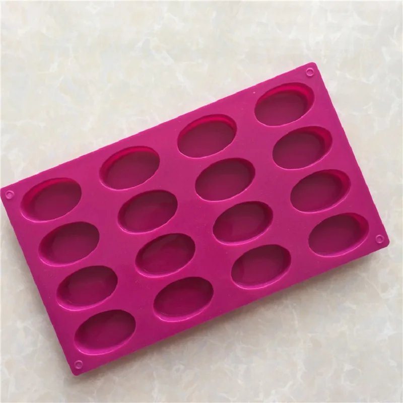 Oval Handmade Soap Mold, Silica Gel Cake Mould, Kitchen Baking, 16 even, XG398