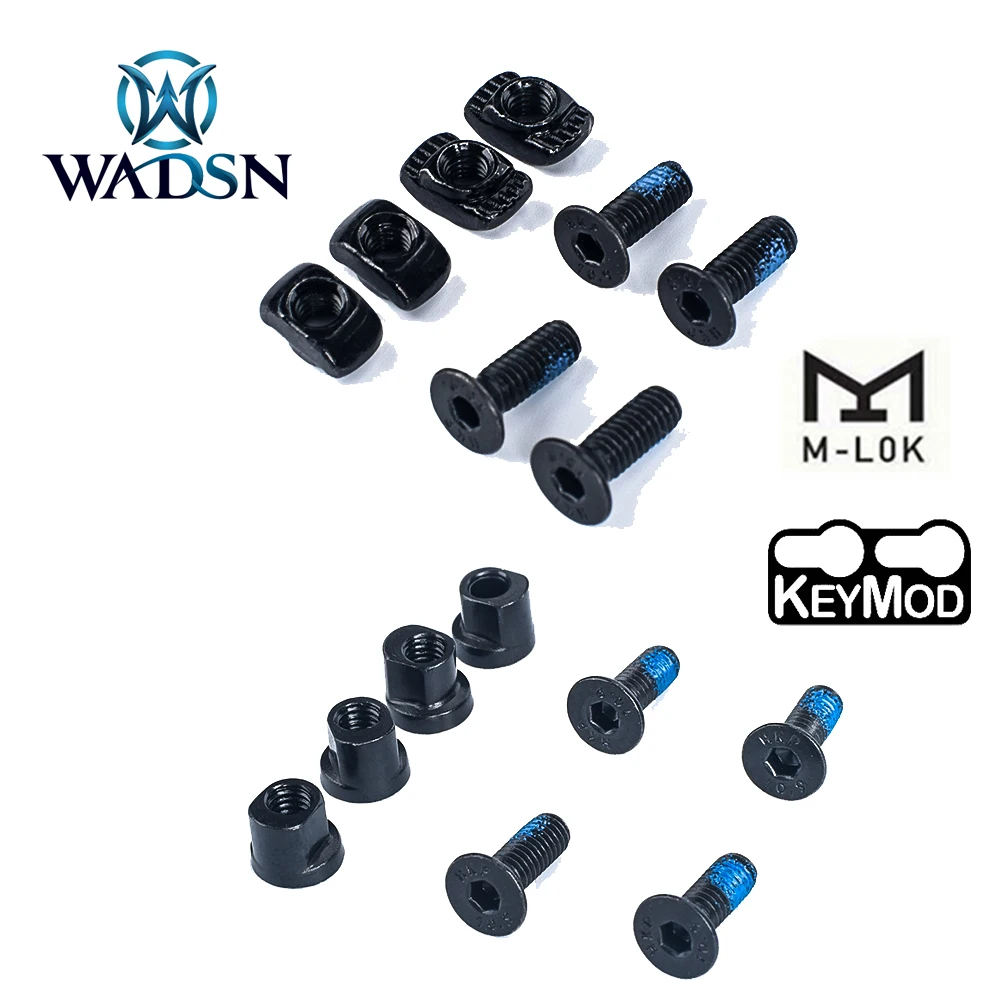 WADSN 4 Set/Pack Tactical M-LOK & Keymod Long Screw Set Hunting M4 Handguard Rail Panel Handstop Screw Nut Airsoft Accessories