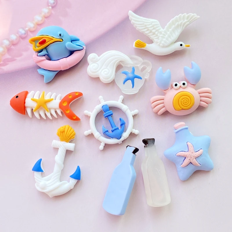 10Pcs New Cute Mixed Ocean Series Flat Back Resin  Scrapbooking DIY Jewelry Craft Decoration Accessories H330