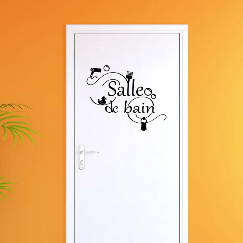 Spanish Bathroom Door Sticker Decal Salle De Bain Duck Bubble Bath Door Stickers Decals Home Decor