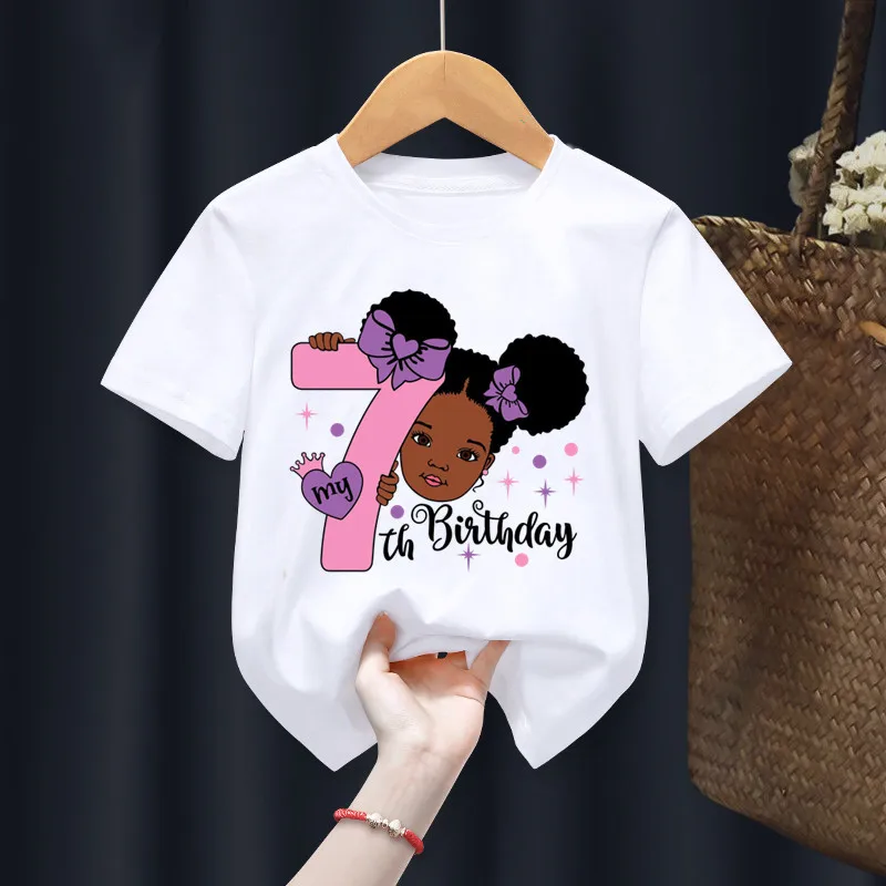 

Black Girls My 1-9th Birthday Number Print Girls T-Shirt Children Birthday Gift Clothes Baby Tshirt Cute Girls Clothes Shirt Top