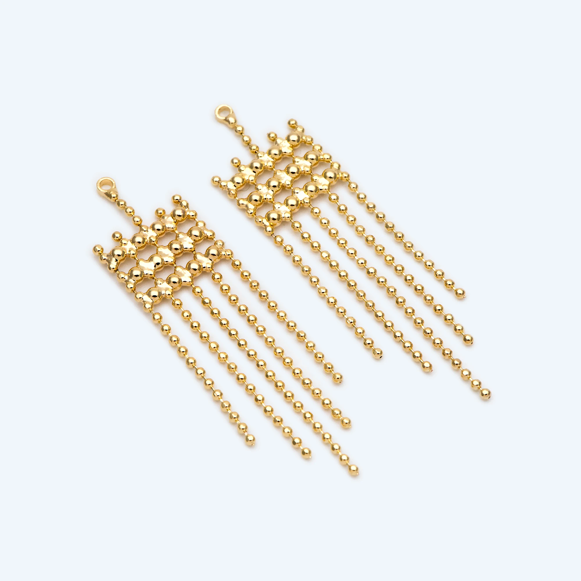 

4pcs Gold Chain Tassels 48mm Long, Ball Chain Tassels，Earring Tassels (GB-2182)