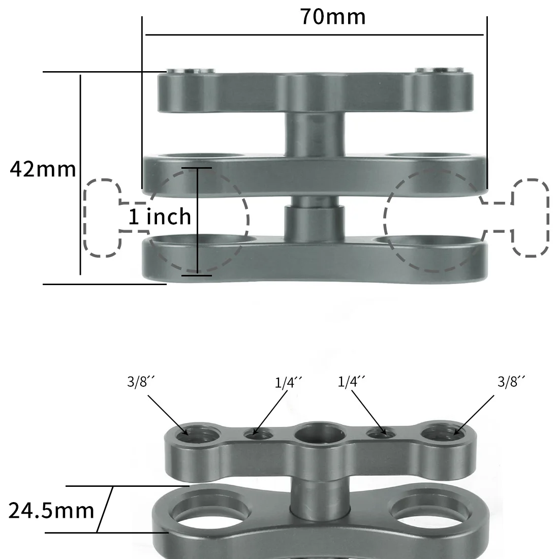 Morsetto A Sfera In Alluminio 360° Per Action Cam GoPro, Xiaomi, SJ, Subacqueo