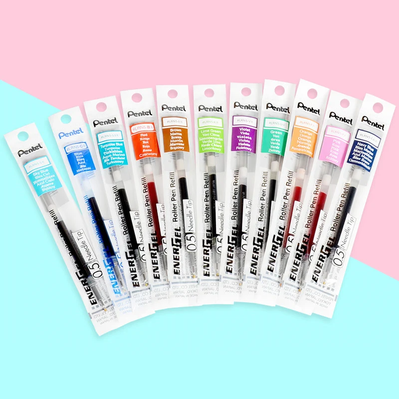 12pcs/box Pentel Energel X REFILL Needle Tip LRN5 Gel Ink Refill Fit for BLN75/105 0.5 Mm Black/Blue/Red/blueblack 12 Colors