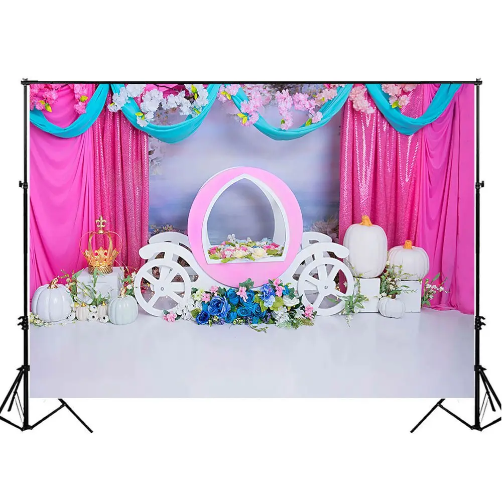 Mocsicka Happy Child Birthday Party фон для фотосъемки детский портрет фото фон цветочная карета тыква вечерние фоны