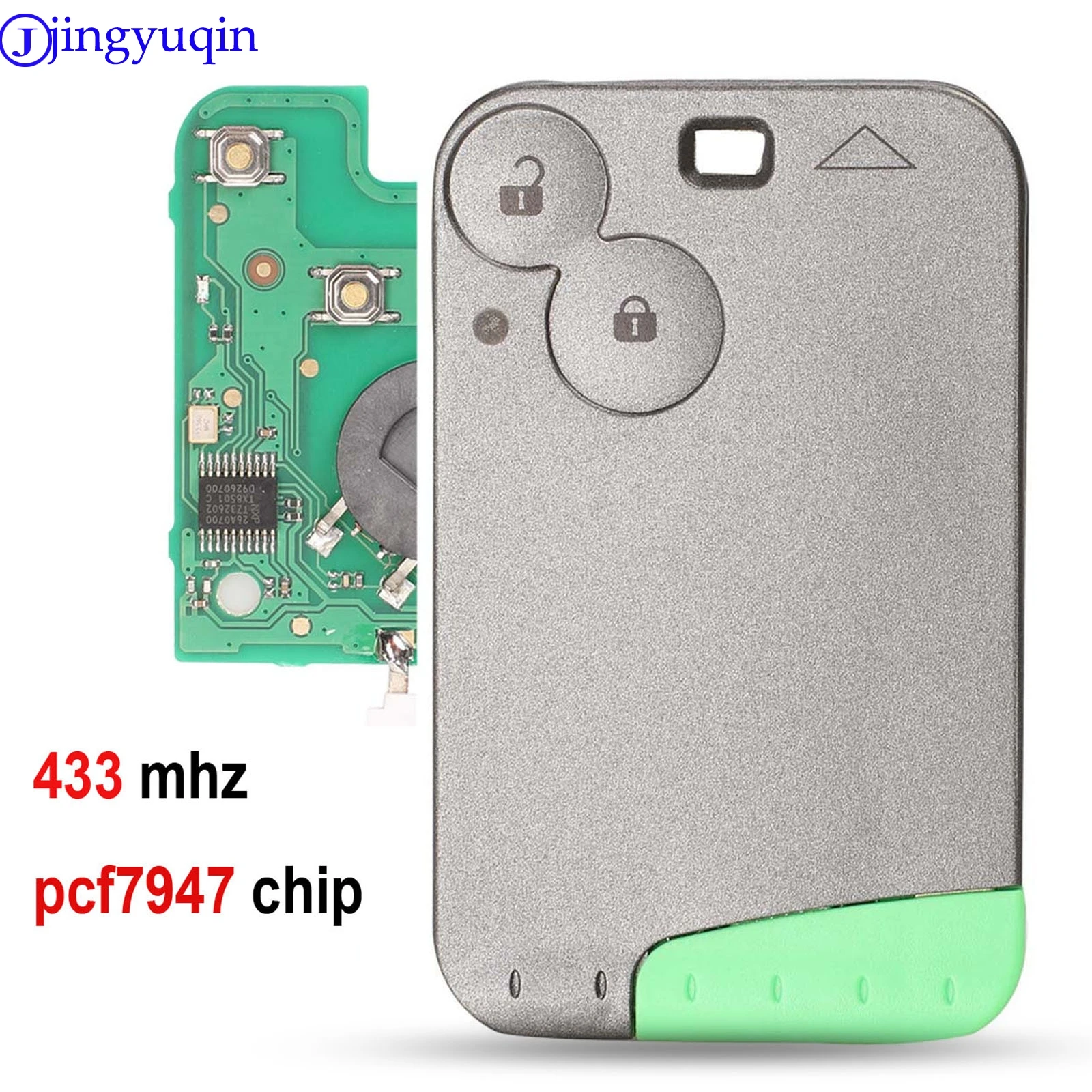 jingyuqin 10p 433 MHz Pcf7947 Chip 2 Button Remote Card Smart Car Key for Renault Laguna