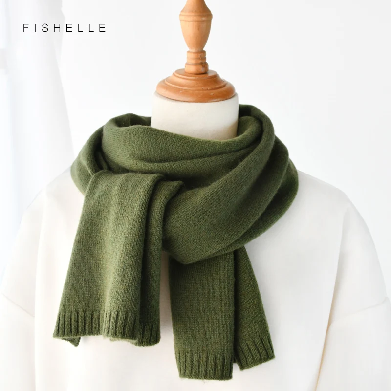 luxury cashmere scarves army green women and men winter knitted scarf adults warm wool man small scarves solid color