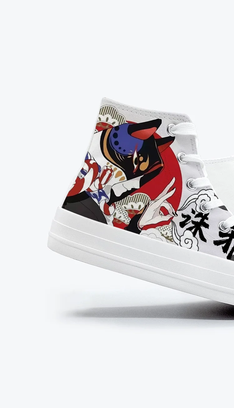 Japanese Anime personality trendy graffiti shoes cartoon comic  high-top canvas shoes female students cute and comfortle cos