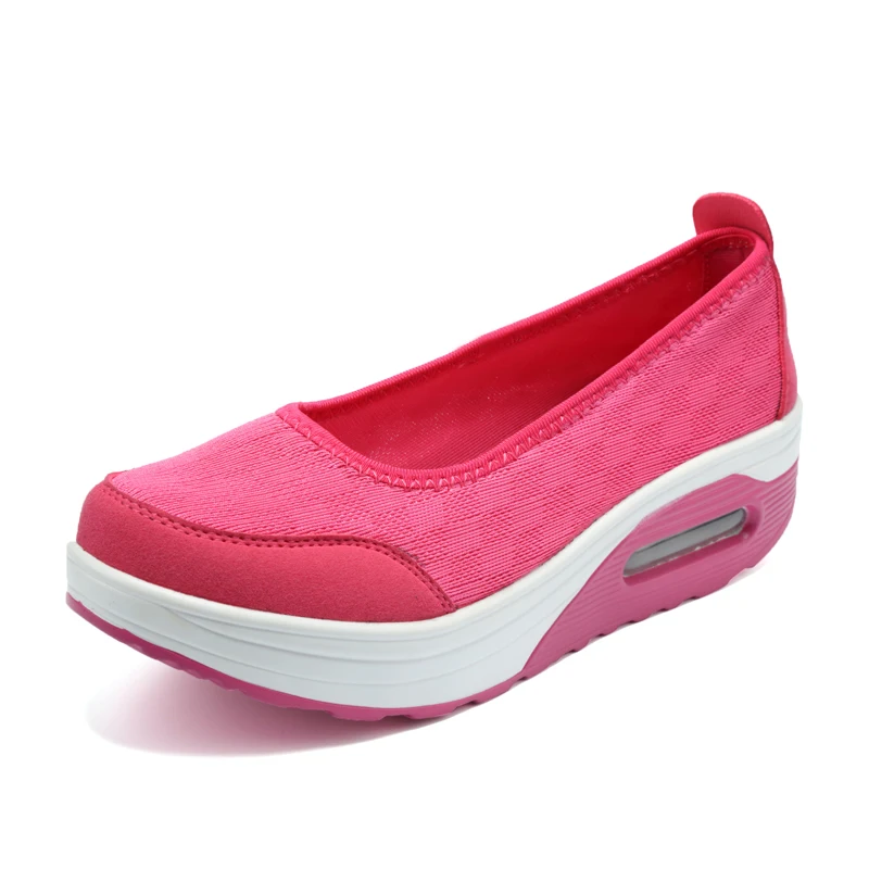 Women Slimming Shoes Air Sole Slip-on Sneakers 2020 New Wedge Height Increasing Female Toning Swing Sneakers