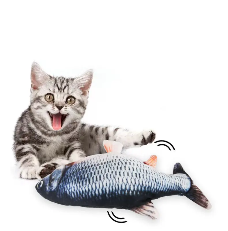 Christmas 30CM Cat Toy Fish USB Electric Charging Simulation Dancing Jumping Moving Floppy Fish Cat Toy For Cats Toys Interactiv