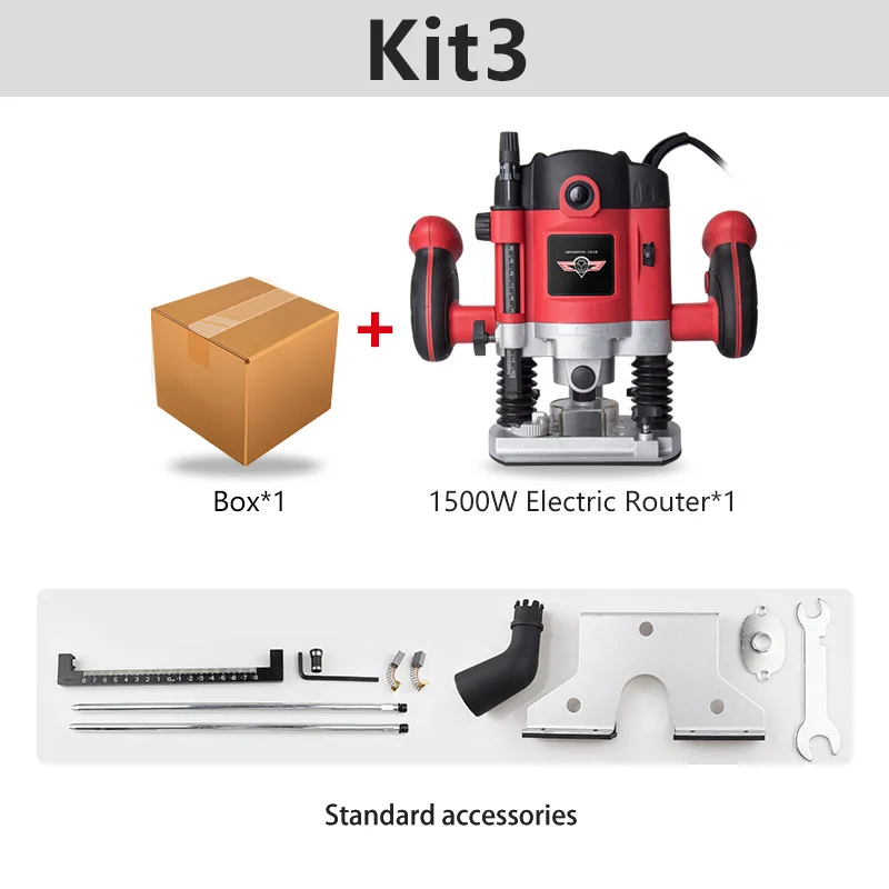 1500W 1/4in Woodworking Electric Router Trimmer Power Tool With Wood Milling Engraving Slotting 6.35mm Collet Carving Machine