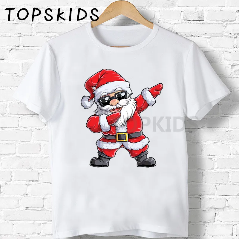 

Merry Christmas Dabbing Santa Cartoon Children T-shirts Boys & Girls Funny Baby Clothes Kids Short Sleeve Tshirt Gift Present