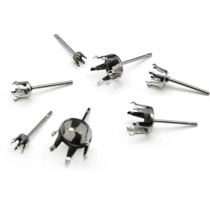 20pcs 316 Stainless Steel Blank Studs Earring Claw Ear Post Pins Cup Base 3 4 6 7 8 9 10 mm Earring Stud Claw DIY Jewelry Making