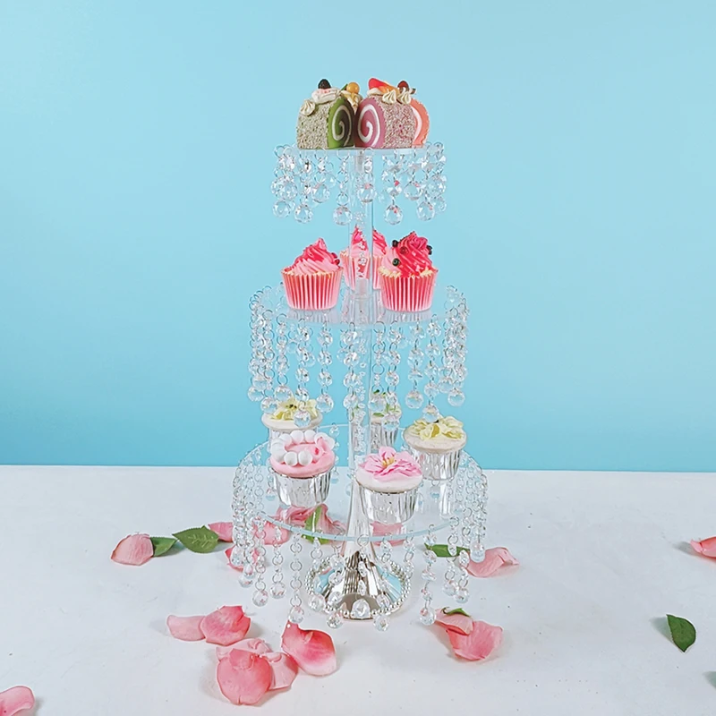 Acrylic Multilayer Cake Plate Crystal Wedding Dessert Table Decoration clear cupcake stand