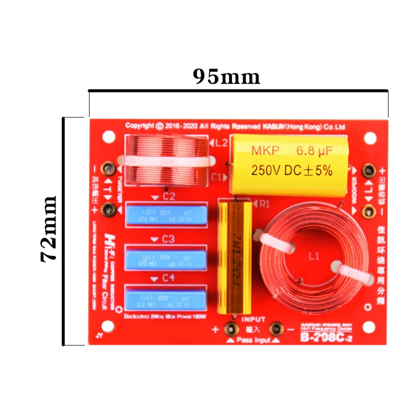 HIFIDIY LIVE 2 Way 2 Unit (tweeter+bass ) Frequency Divider Crossover Filters B-208C Hi-Fi HOME Speaker surround Desktop audio