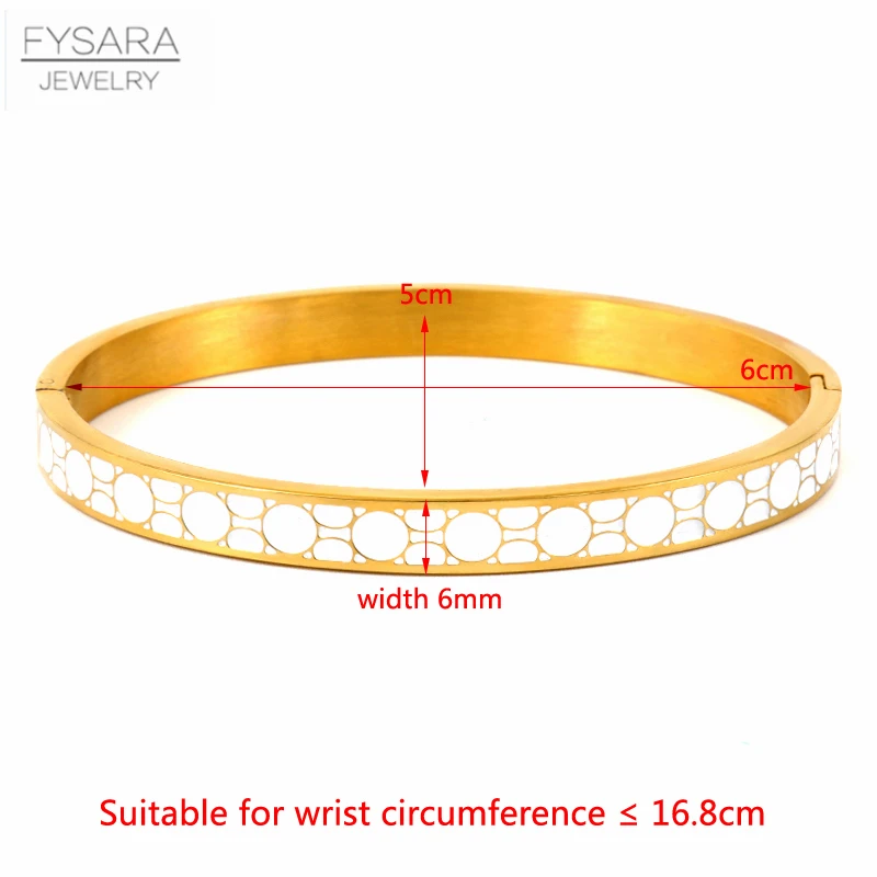 FYSARA Geometry Round Bangles Bracelets for Women Black Blue Enamel Bangles Party Stainless Steel Jewelry