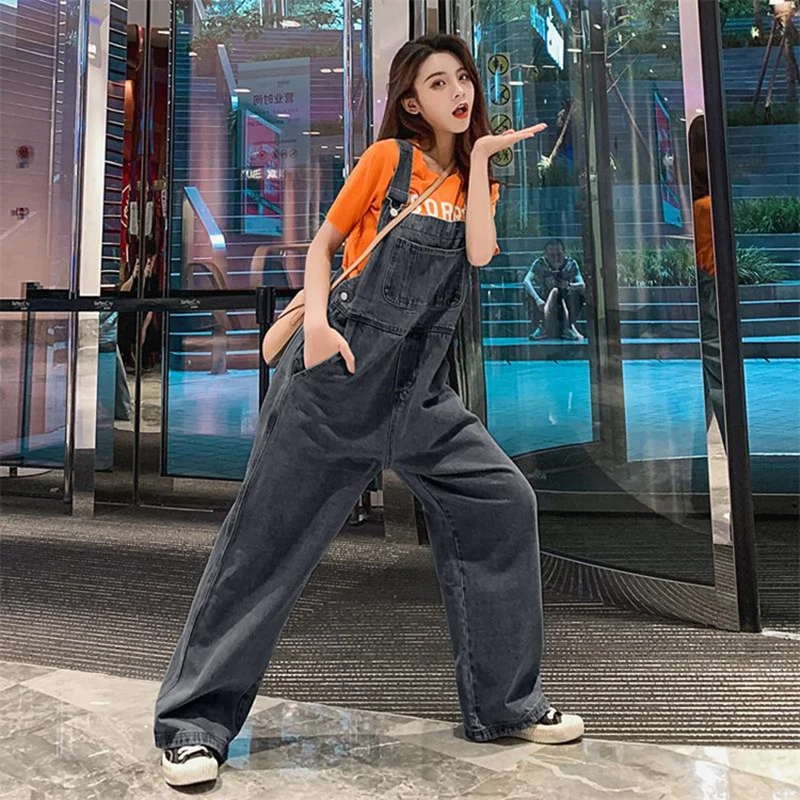 Denim Women Overalls High Waist 2020 Spring Summer Casual Straight Jeans With Pockets Jumpsuits and Rompers for women