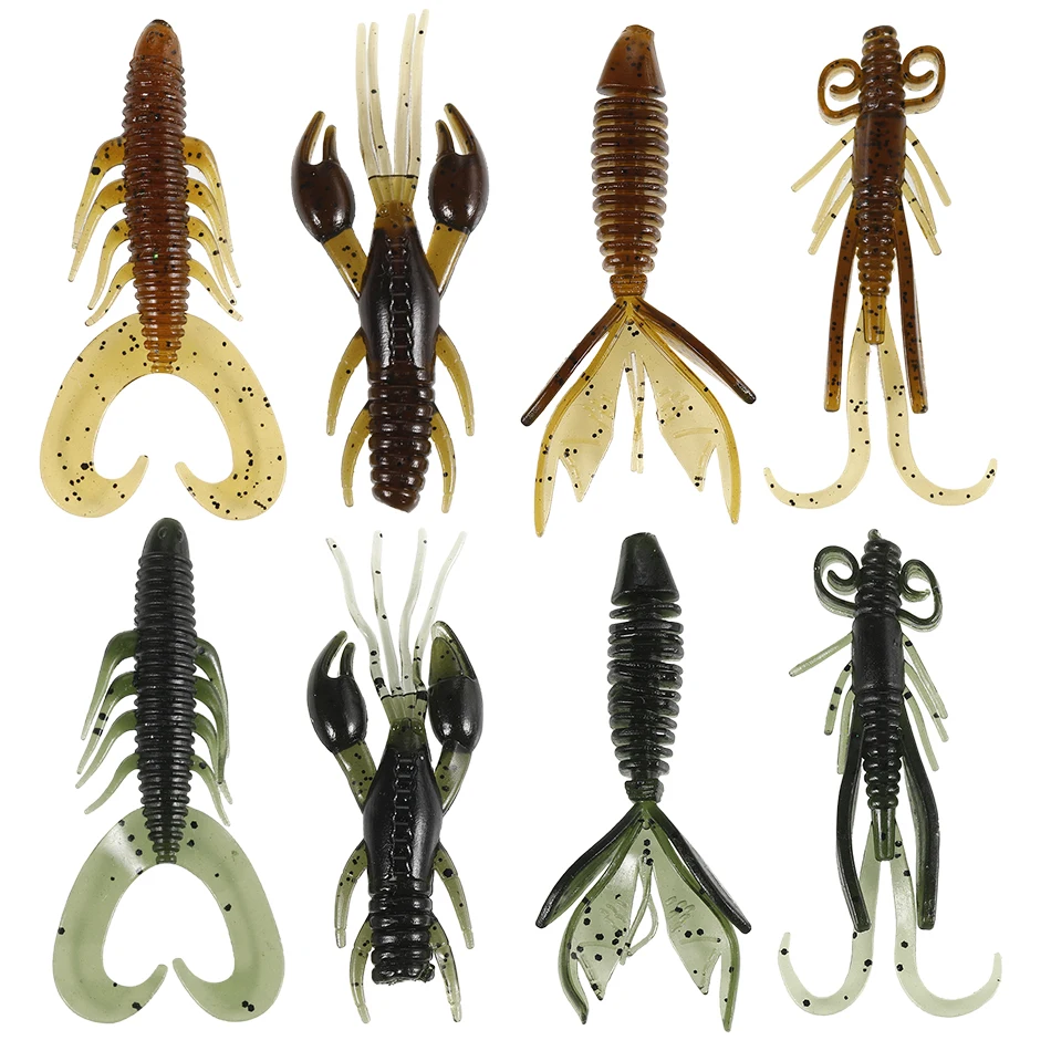 4pcs/lot Soft Worm Bait 6CM Crankbait Wobbler Set Soft Silicon Shrimp Lure Swivel Jigging Bass Artificial Lures fishing tackle