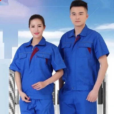 Summer short-sleeved clothes suit labor insurance clothing overalls gas station half sleeve tooling