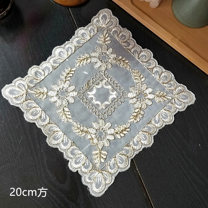 European Pastoral Lace Embroidery Delicate Home Restaurant Placemat Coffee Cup Fruit Plate Mat Coaster Jewelry Non-slip Pad