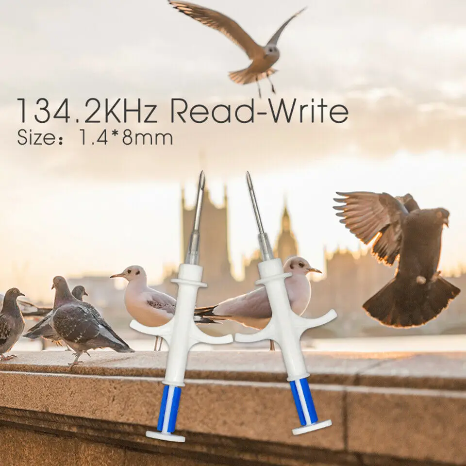 100Pcs New Type Animal Chip 1.4x8MM Small Size Microchip Injector 134.2KHz FDX-B PET ID Chip with ISO11784/785