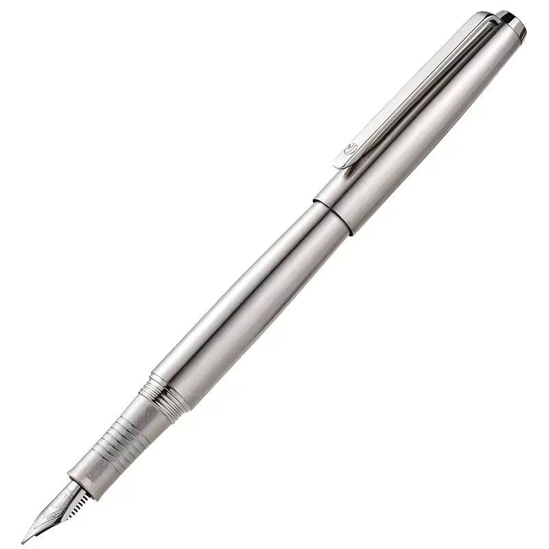 14-dian-Stylo plume entièrement en acier avec capuchon coudé EF/F, 0.5mm/0.4mm, fournitures scolaires et de bureau, cadeau