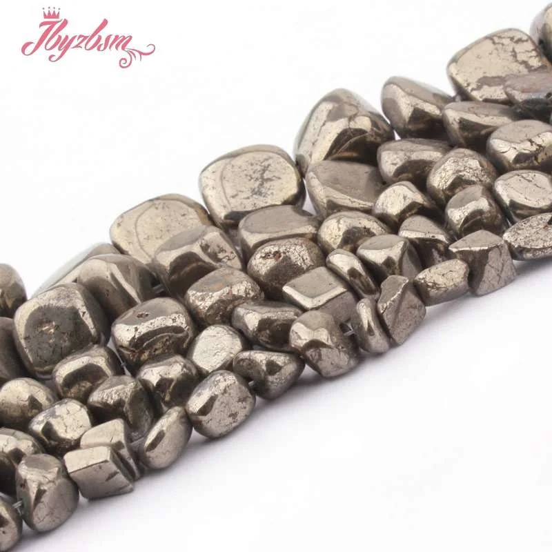 3-5,5-8,7-8mm Freeform Pyrite Silvers Gray Loose Beads Natural Stone Beads For DIY Necklace Bracelets Jewelry Making Strand 15\