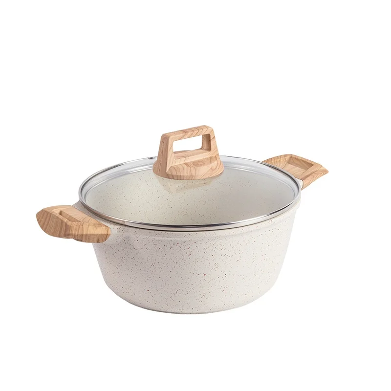 

sunshine xiaomi Ice Cream White Die-Cast Nonstick Casserole With Lid PFOA Free Induction Aluminum Soup Pot Suits All Stoves