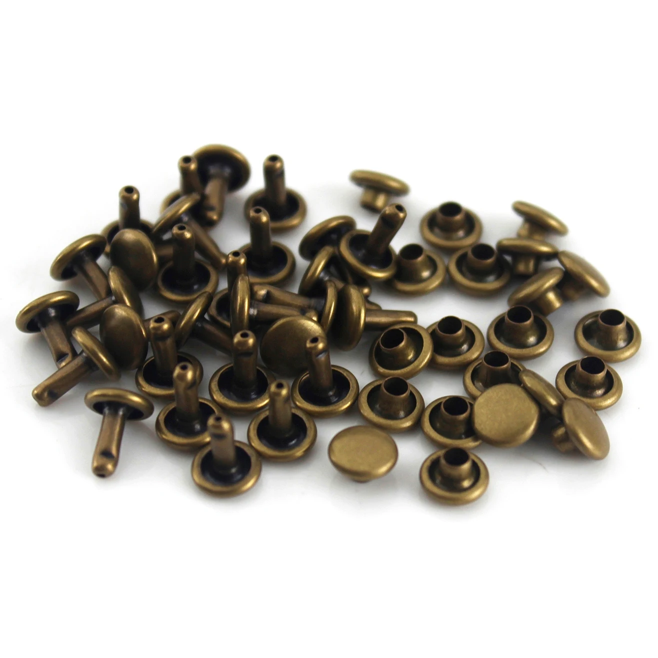 100sets 6/8 mm Brass Double Cap Rivets Studs High-quality Round Rivet for Leather Craft Bag Belt Clothing Shoes Decor