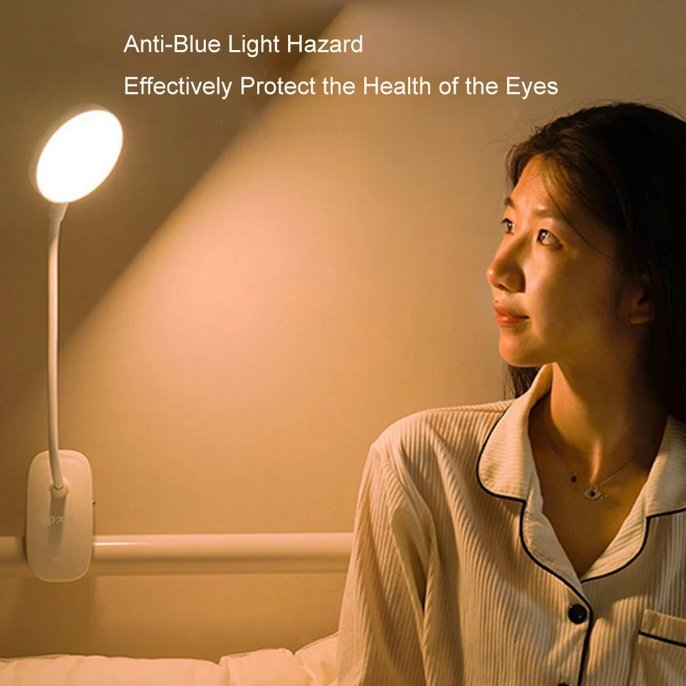 

DP6061 Rechargeable Not Strobe Eye Protection Read Light Touch Dimming Clip Movable Night Light